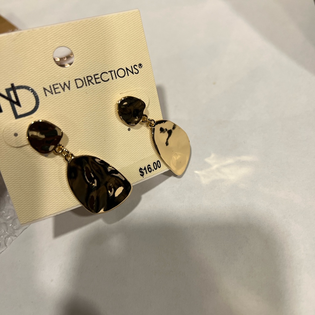 New Directions Gold And Black Dangle Earrings